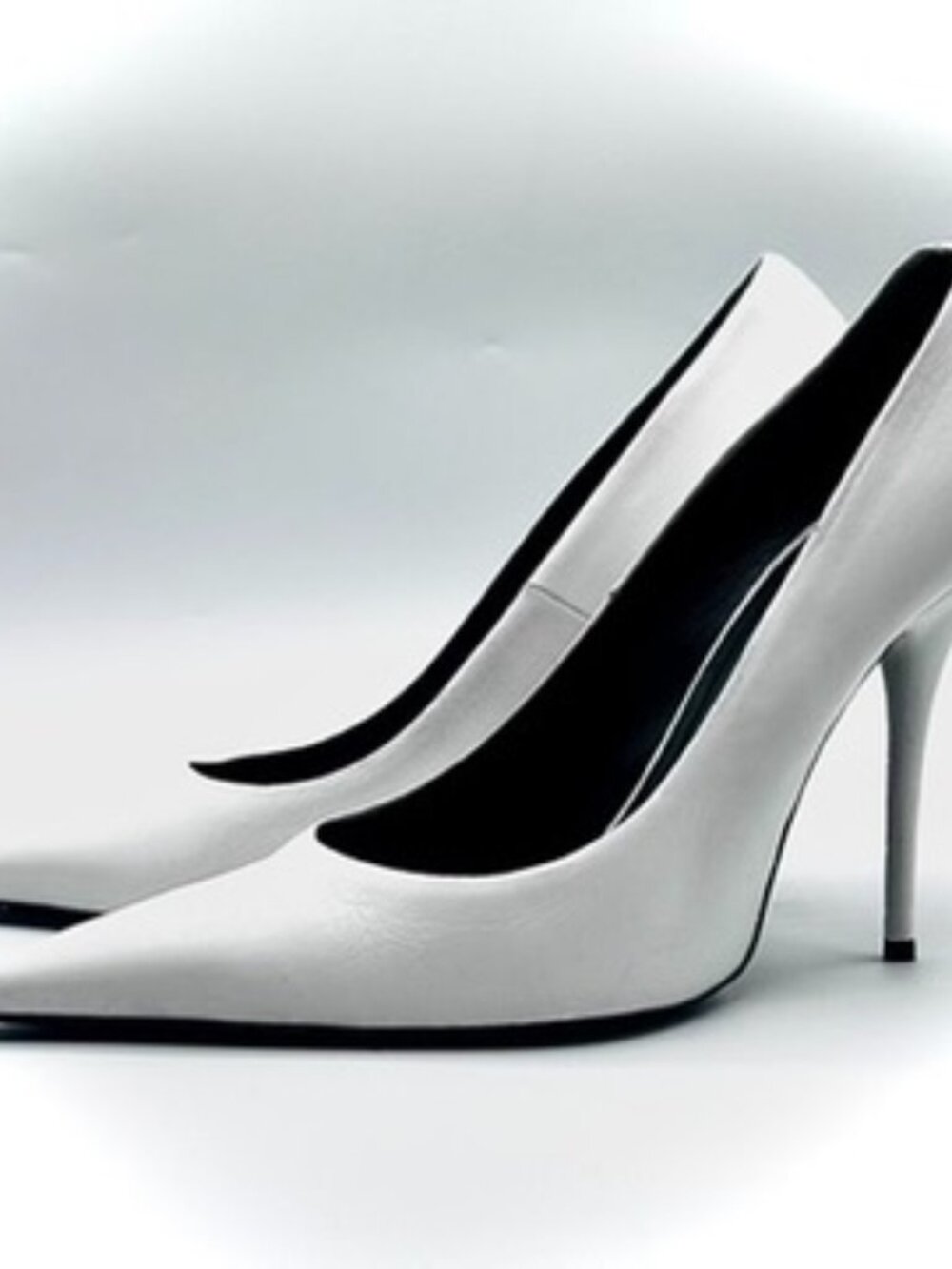 BALENCIAGA White Pointed-Toe Leather Stiletto Pumps | Designer Heels